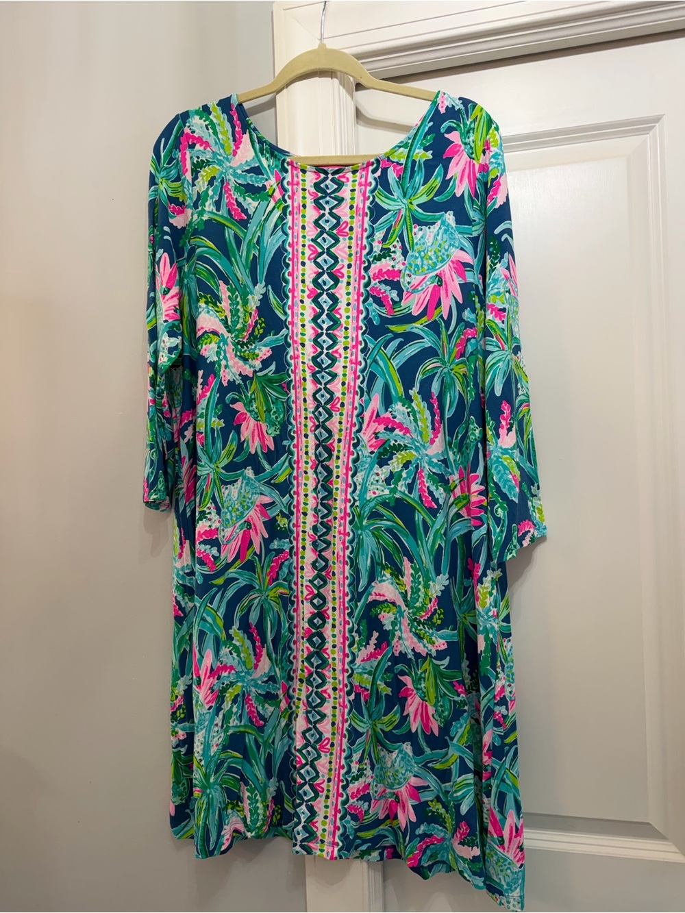 Lilly Pulitzer Ophelia Swing Dress in Macaw Blue Sweet Escape. XXL